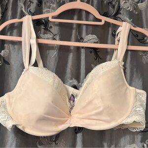 Adore Me Lace Trimmed Bra in Cream and White